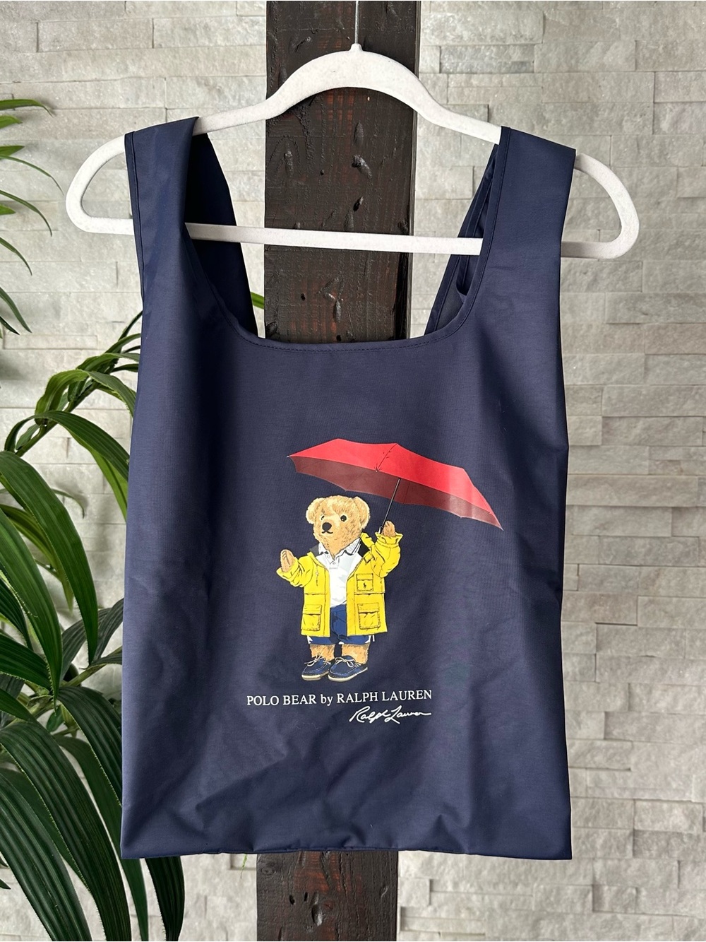 Ralph Lauren Japan Navy Polo Bear Umbrella Waterproof Tote Bag New with Tags